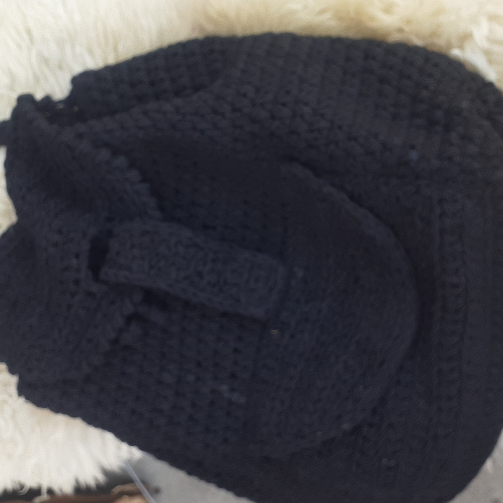 BOHO RODANA LTD black crochet knit backpack Purse Bag - Picture 8 of 13